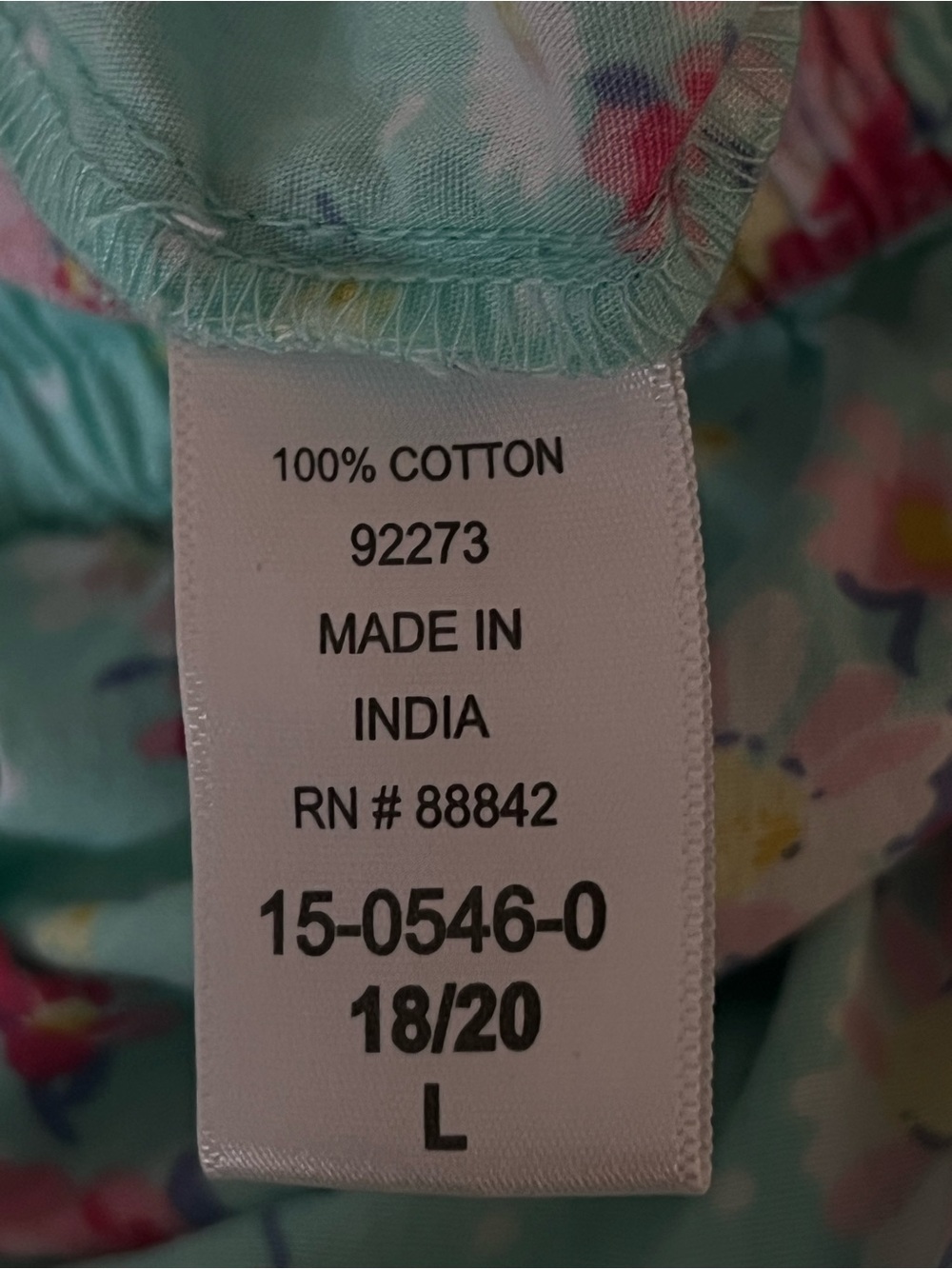 Dreams & Co. Aqua Floral 100% Cotton Pajama Lounge Pants Cottagecore L - Picture 8 of 12